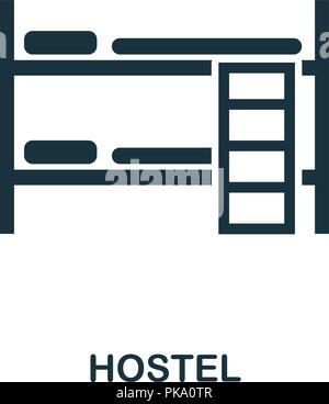 L'icône de l'auberge. Design style monochrome à partir de la collection d'éléments de la ville. L'ASSURANCE-CHÔMAGE. Pixel simple parfait icône pictogramme hostel. Web design, applications, logiciels, imprimer Illustration de Vecteur