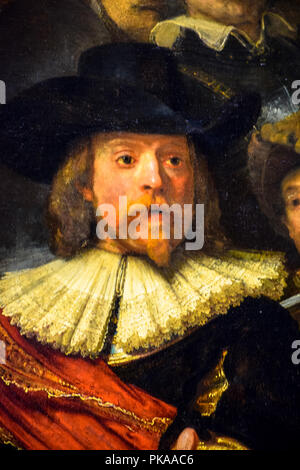 Détail sur l'emblématique chef-d 'La nuit' de Rembrandt van Rijn au Rijksmuseum à Amsterdam, Pays-Bas Banque D'Images