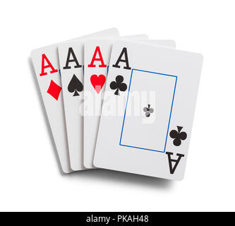 Quatre As Cartes à Jouer isolé sur Whte. Banque D'Images