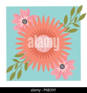 Trois fleurs naturelles arrangement floral ornament vector illustration Illustration de Vecteur