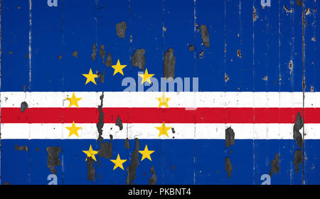 Drapeau national du Cap Vert sur le fond d'un vieux mettale couverts avec de la peinture Banque D'Images