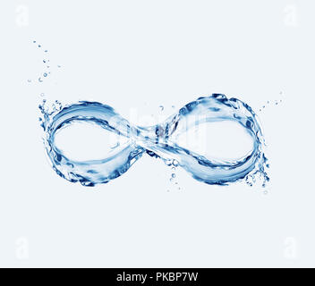 Symbole de l'infini de l'eau avec des bulles autour. Banque D'Images