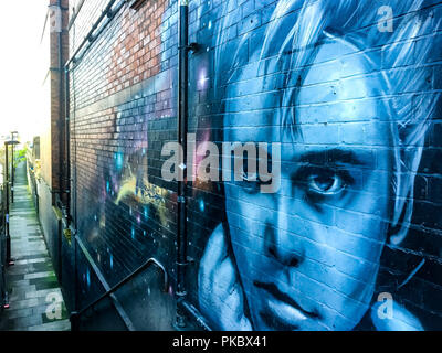 Graffiti de Billy Fury, musicien de rock and roll en vue de la façon dont Billy Fury Alley, West Hampstead, England, UK Banque D'Images