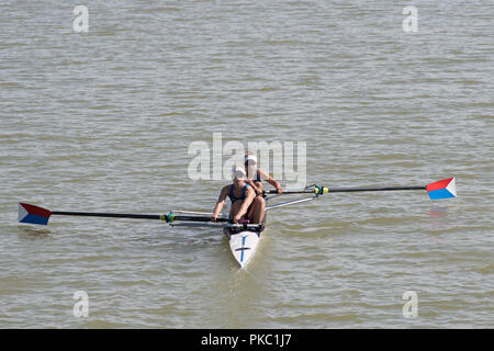 Plovdiv, Bulgarie, mercredi, 12 septembre 2018. Du monde d'Aviron de la FISA, USA W2-, Bow Jennifer SAGER et Jillian ZIEFF, © Peter SPURRIER, Crédit : Peter SPURRIER/Alamy Live News Banque D'Images