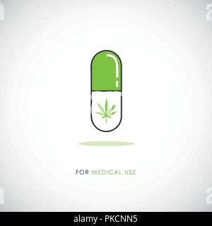 Comprimé de marijuana médicale du cannabis l'icône illustration vecteur symbole Illustration de Vecteur