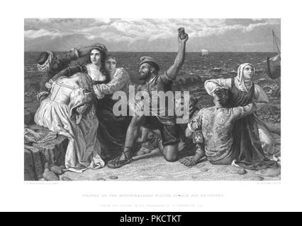 'Pirates de la Méditerranée à l'affiche à dés pour prisonniers.', c1869. Artiste : W Ridgway. Banque D'Images