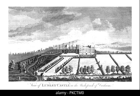 'Vue de Lumley Castle dans le Bishoprick de Durham.', c1779-1790. Artiste : Inconnu. Banque D'Images