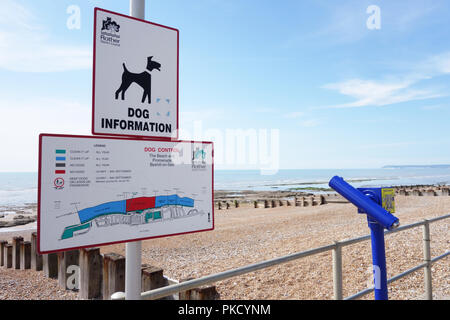 L'avis de chien de mer, à Bexhill-on-Sea, Royaume-Uni Banque D'Images