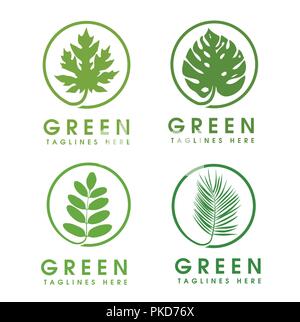 L'écologie de la feuille verte de l'élément de la nature logo Vector. Feuilles de forme design et logo logo feuille organique abstrait. Logo feuille graphique modèle Eco nature créative. Illustration de Vecteur