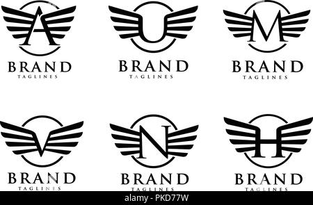 Des lettres avec des ailes et circle logo styles créatifs, vecteur Lettre avec élément de design des ailes Ailes. Lettre de marque de l'entreprise modèle de vecteur d'identité Illustration de Vecteur