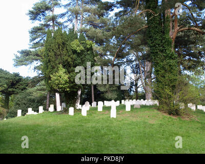 Cimetière des sépultures de guerre du Commonwealth au Royal Victoria Country Park, l'abbaye de Netley, Southampton, Hampshire, England, UK Banque D'Images