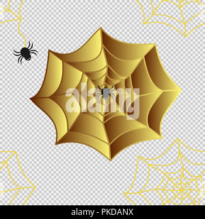 Motif de l'araignée noire transparente avec les yeux blanc et jaune d'araignée d'or sur fond transparent. Utiliser comme arrière-plan ou l'impression que le papier d'emballage. Banque D'Images