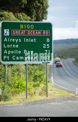 Road Sign, Great Ocean Road Banque D'Images