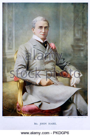 Portrait de Sir John Hare, 1844 - 1921, né John Foires, est un acteur et directeur de l'Garrick Theatre de Londres de 1889 à 1895. Illustration couleur à partir de 1899. Banque D'Images