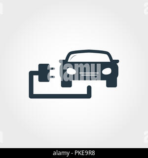 L'icône de voiture électrique. Design style monochrome à partir de la collection. L'ASSURANCE-CHÔMAGE. Pixel simple parfait icône pictogramme voiture électrique. Web design, applications, logiciels, nous d'impression Banque D'Images