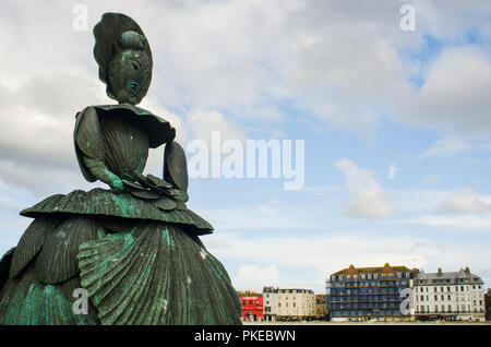 Statue en bronze de Mme Booth le shell dame de Margate, Margate, Kent, Thanet Banque D'Images