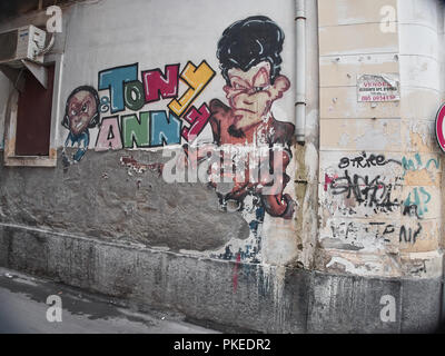 Catane, Italie - 22 août 2018 : vue d'un graffiti dans le centre de la ville. Catane, Sicile Banque D'Images