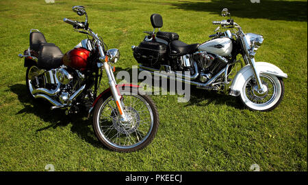 2 motos Harley-Davidson étincelant Banque D'Images