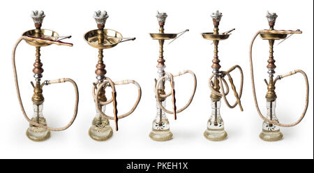 Set de la Chicha isolé sur fond blanc, narguilé, chemin de détourage inclus Banque D'Images