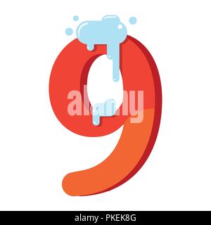 Le chiffre est de 9 dans la neige. Numéro 9 pour la nouvelle année, Noël, d'hiver. Télévision vector illustration Illustration de Vecteur