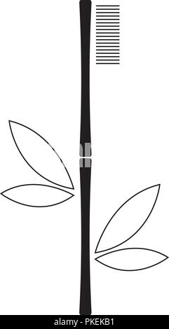 Vector Illustration simplement : Brosse à dents avec des feuilles de bambou. Illustration de Vecteur