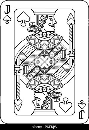 Jeu de carte Valet de Pique Noir et Blanc Illustration de Vecteur