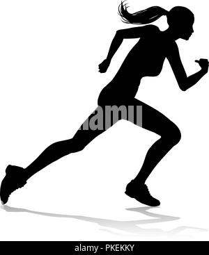 Runner Racing Track and Field Silhouette Illustration de Vecteur