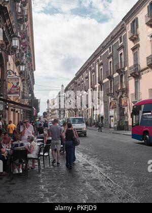 Catane, Italie - 22 août 2018 : tir de Catane dans une journée d'été. Catane, Sicile Banque D'Images