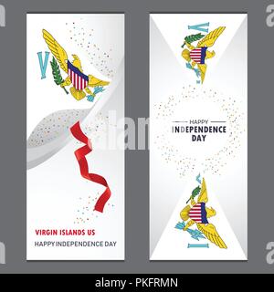 Iles Vierges US Joyeuse fête de l'indépendance Confetti fête fond Vertical Banner set Illustration de Vecteur