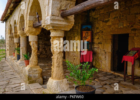 L'Église orthodoxe de Sainte Marie, Zvërnec monastère dans la lagune de Narta, près de Vlora, Vlorë, Qark Vlora, Albanie Banque D'Images