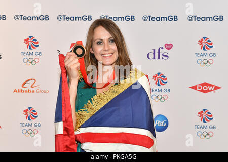 Londres, Royaume-Uni. 13 septembre 2018. Kelly Sotherton pour enfin recevoir sa médaille de bronze olympique de l'équipe Go Ball au cours de 2018, le jeudi 13 septembre 2018, à la Royal Horticultural Halls, Londres, en Angleterre. Credit : Taka Wu/Alamy Live News Banque D'Images