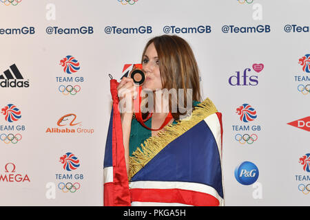 Londres, Royaume-Uni. 13 septembre 2018. Kelly Sotherton pour enfin recevoir sa médaille de bronze olympique de l'équipe Go Ball au cours de 2018, le jeudi 13 septembre 2018, à la Royal Horticultural Halls, Londres, en Angleterre. Credit : Taka Wu/Alamy Live News Banque D'Images