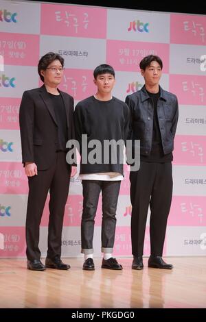 Séoul, Corée. 13 Sep, 2018. Yoo Jae-myung et Kim Ji Soo assister à la conférence de la production de 'snooker' à Séoul, Corée, le 13 septembre 2018.(La Chine et la Corée à l'homme) Credit : TopPhoto/Alamy Live News Banque D'Images