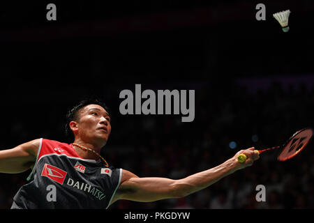 Général Sports Plaza Mori Musashino, Tokyo, Japon. 13 Sep, 2018. Kento Momota (JPN), le 13 septembre 2018 - Badminton : Daihatsu Japon Yonex Open 2018 2ème tour du tournoi à Musashino Mori général Sports Plaza, Tokyo, Japon. Credit : MATSUO.K/AFLO SPORT/Alamy Live News Banque D'Images
