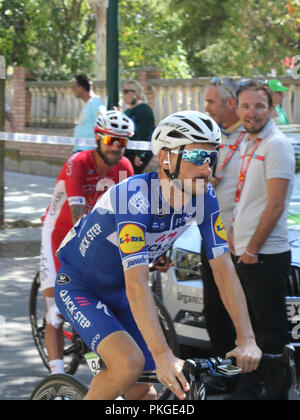 Ejea de los Caballeros, en Espagne. 13 Sep, 2018. Dries Devenyns approchant le début de Vuelta de España, l'étape 18. Isacco Coccato/Alamy Live News Banque D'Images