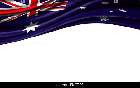 Drapeau de l'Australie colorés grunge avec copyspace pour votre texte ou images,isolé sur fond blanc. Close up, voletant sous le vent. Banque D'Images