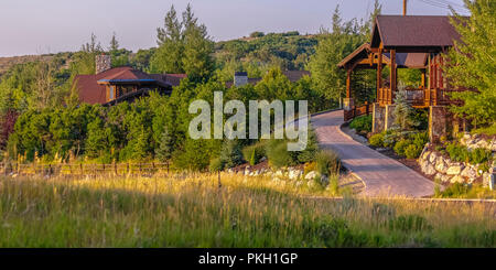 Cabines dans les collines de Park City pano Banque D'Images