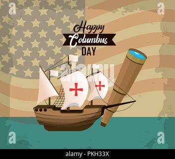 Happy columbus day card Illustration de Vecteur