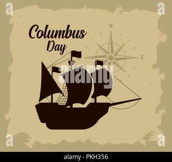 Happy columbus day card Illustration de Vecteur