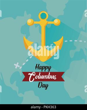 Happy columbus day card Illustration de Vecteur