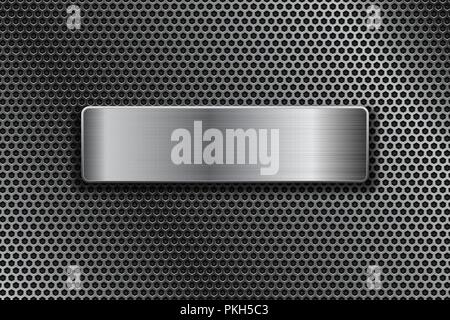 Plaque en acier brillant sur fond perforé en métal Illustration de Vecteur