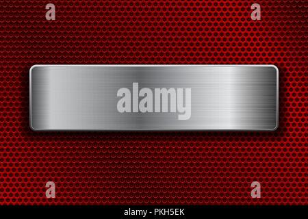Plaque en acier brillant sur fond perforé en métal Illustration de Vecteur
