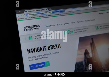 Naviguer Brexit vu sur le site web de Hargreaves Lansdown Banque D'Images