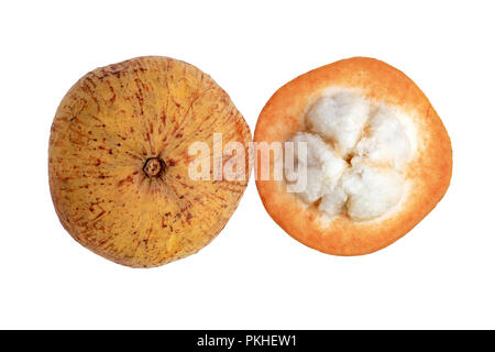 Vue de dessus de Santol, sentul ou sentol fruits sur fond blanc Banque D'Images
