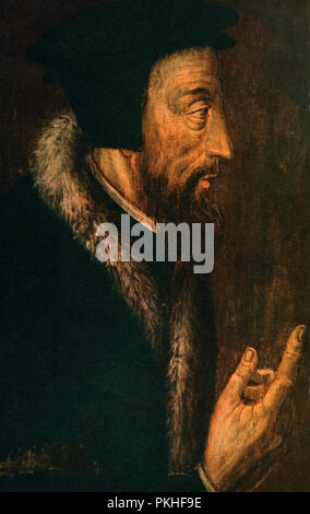 Jean Calvin, né Jehan Cauvin, 1509 -1564. Théologien français, pasteur et réformateur à Genève au cours de la Réforme protestante. Banque D'Images