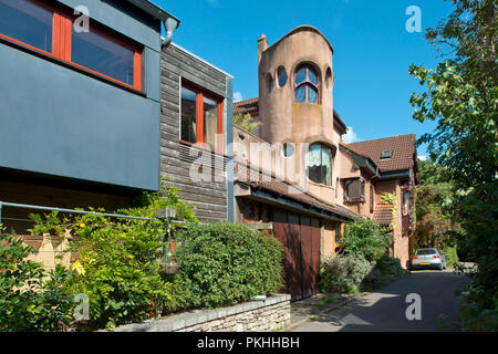 La Cour ou le bas Self-Build Ashley Community un éco-village de St.Werburghs, Bristol, Royaume-Uni. Banque D'Images