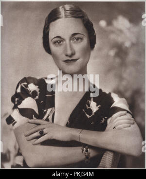 Wallis Simpson la socialite américaine est née Bessie Wallis Warfield dans Square Cottage, Blue Ridge Summit, Pennsylvanie, Etats-Unis et a deux fois divorcé a épousé Edward le huitième qui a abdiqué le trône britannique en 1937 Banque D'Images