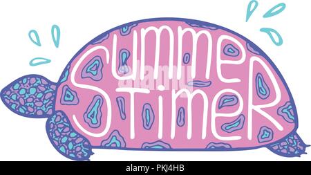 Illustration d'une tortilla avec un lettrage dessiné à la main à l'intérieur. L'heure d'été. Illustration de Vecteur