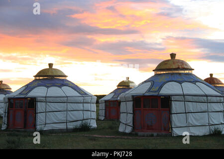 Dans le lac en yourte de Mongolie intérieure Banque D'Images