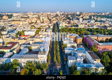 Vue aérienne de Taras Shevchenko Boulevard à Kiev, Ukraine Banque D'Images